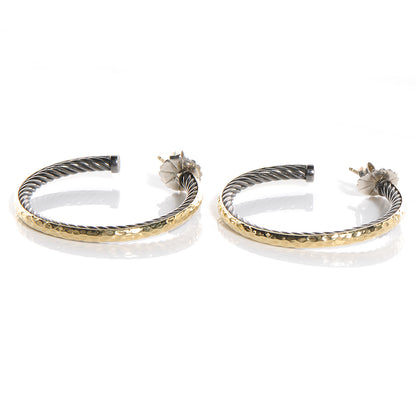 David Yurman 18k Gold and Sterling Silver Hoop Earrings 4 of 5