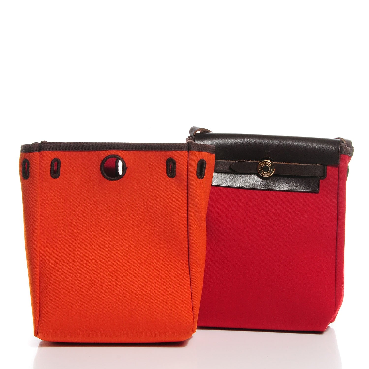 Hermes Vache Calfskin Toile Herbag TPM Red Orange 9 of 9