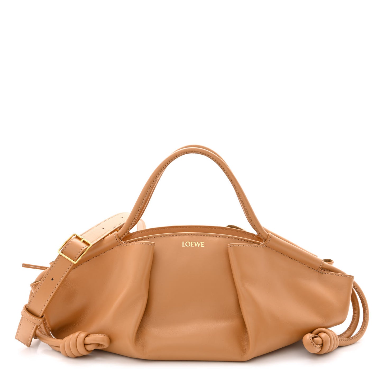 Shiny Nappa Calfskin Paseo Bag Warm Desert