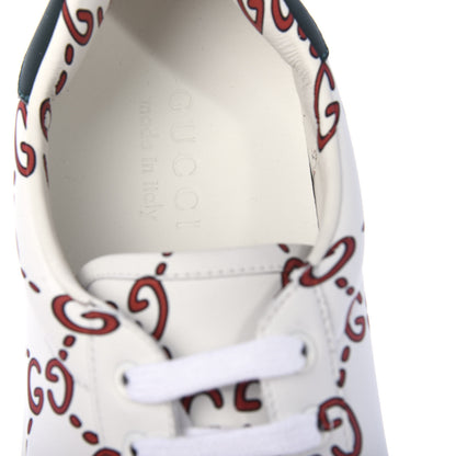 Gucci Calfskin GucciGhost Print Mens Ace Sneakers 9 White Hibiscus Red 9 of 12