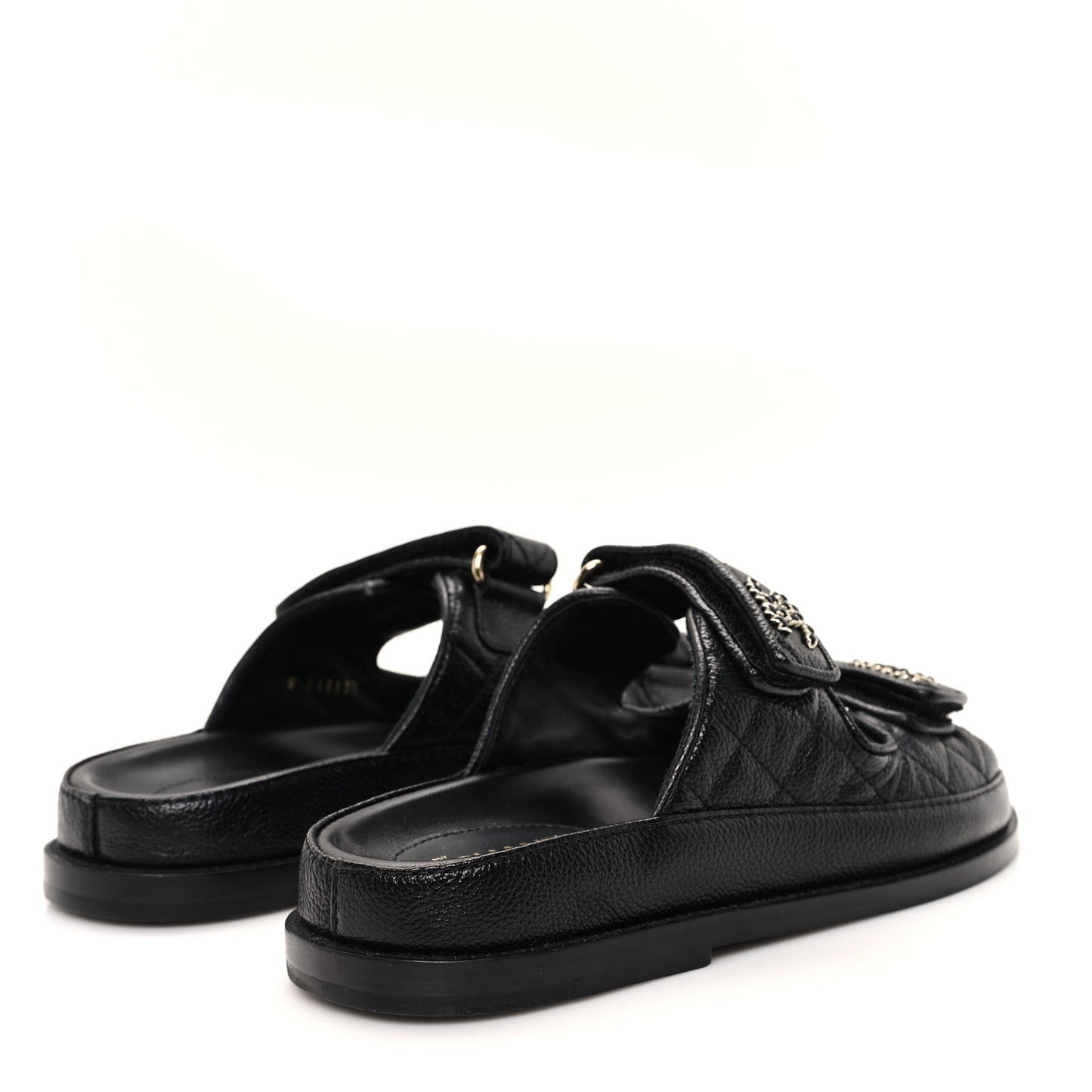 Grained Calfskin Velcro Dad Sandals 35 Black