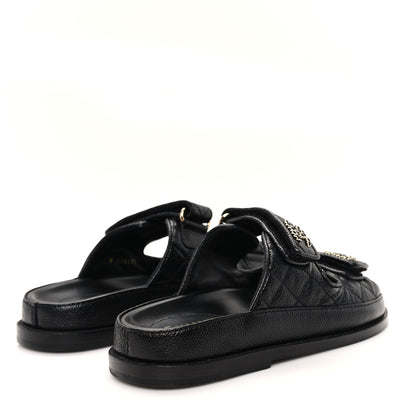 Chanel Grained Calfskin Velcro Dad Sandals 35 Black 5 of 11