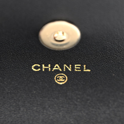 Chanel Lambskin Quilted Pearl Top Handle Clutch With Chain Black 6 of 12
