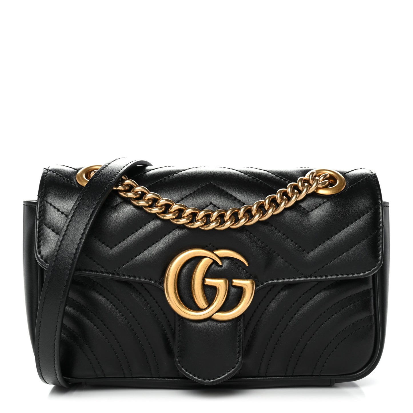 Calfskin Matelasse Mini GG Marmont Shoulder Bag Black