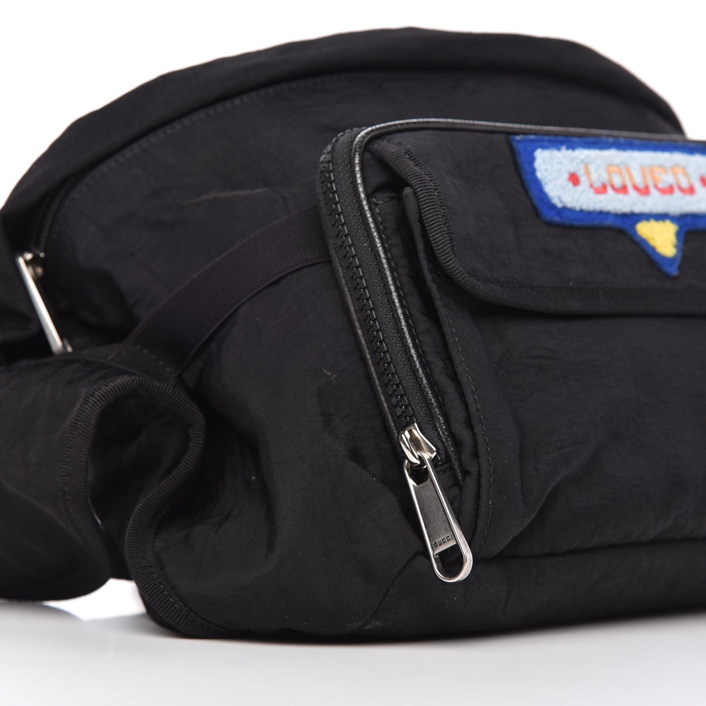 Nylon 80s Logo Patch Belt Bag Black
