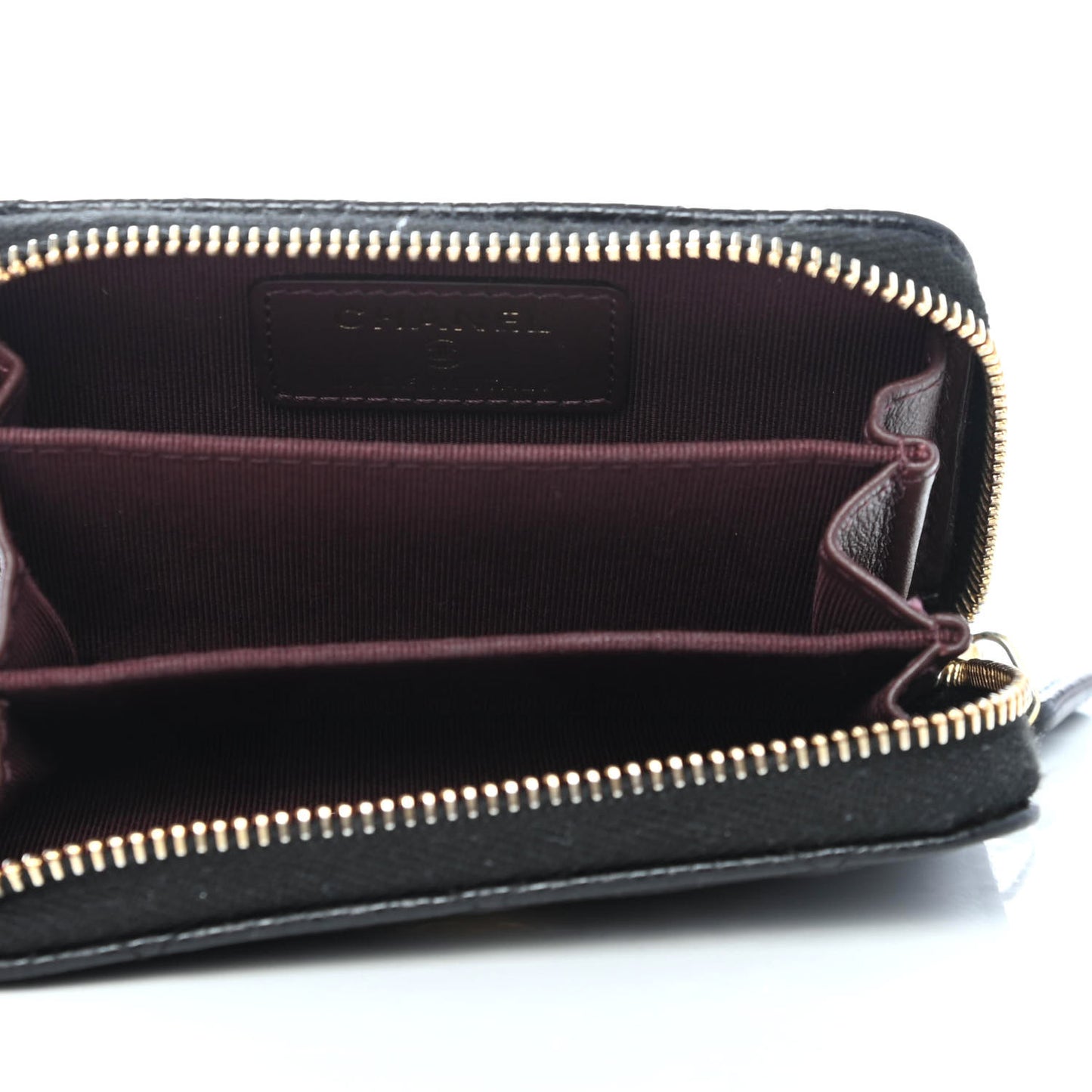 Caviar Quilted Zip Coin Purse Black