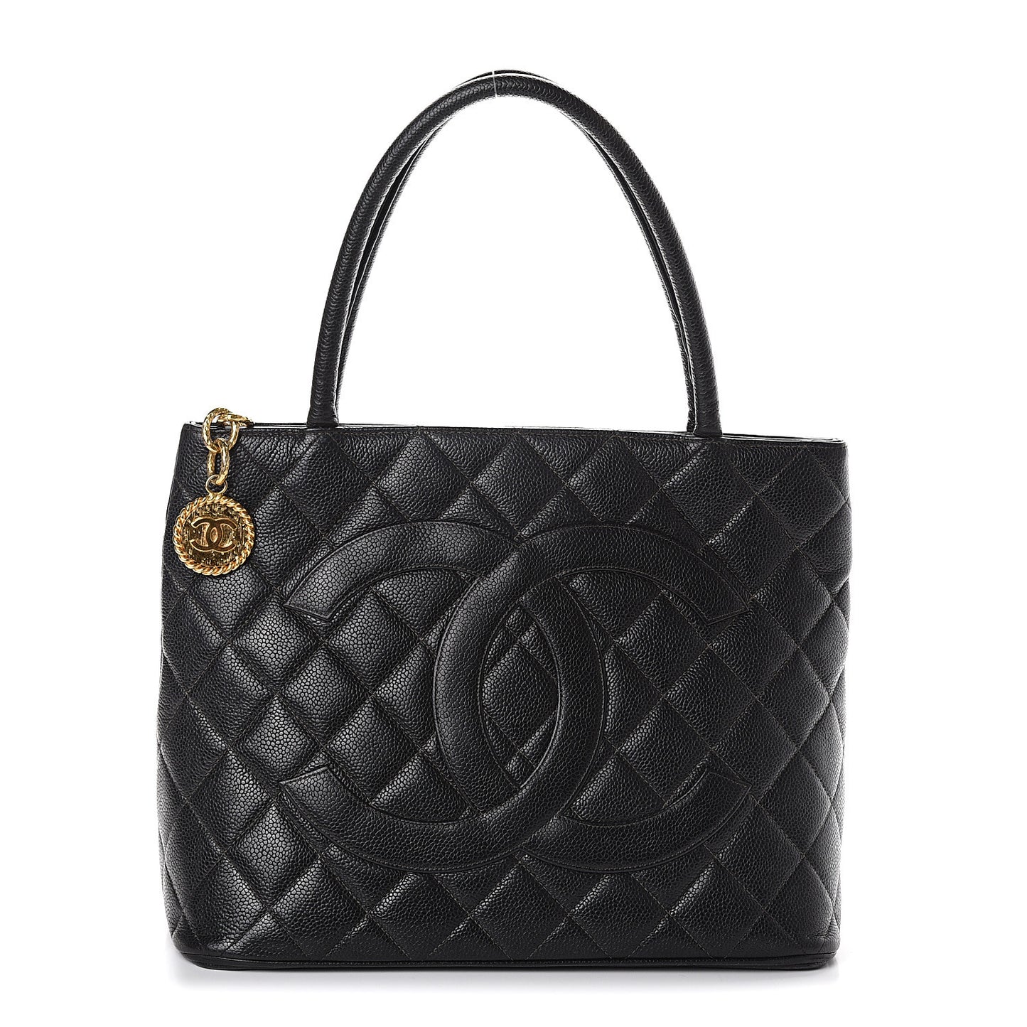 Caviar Quilted Medallion Tote Black