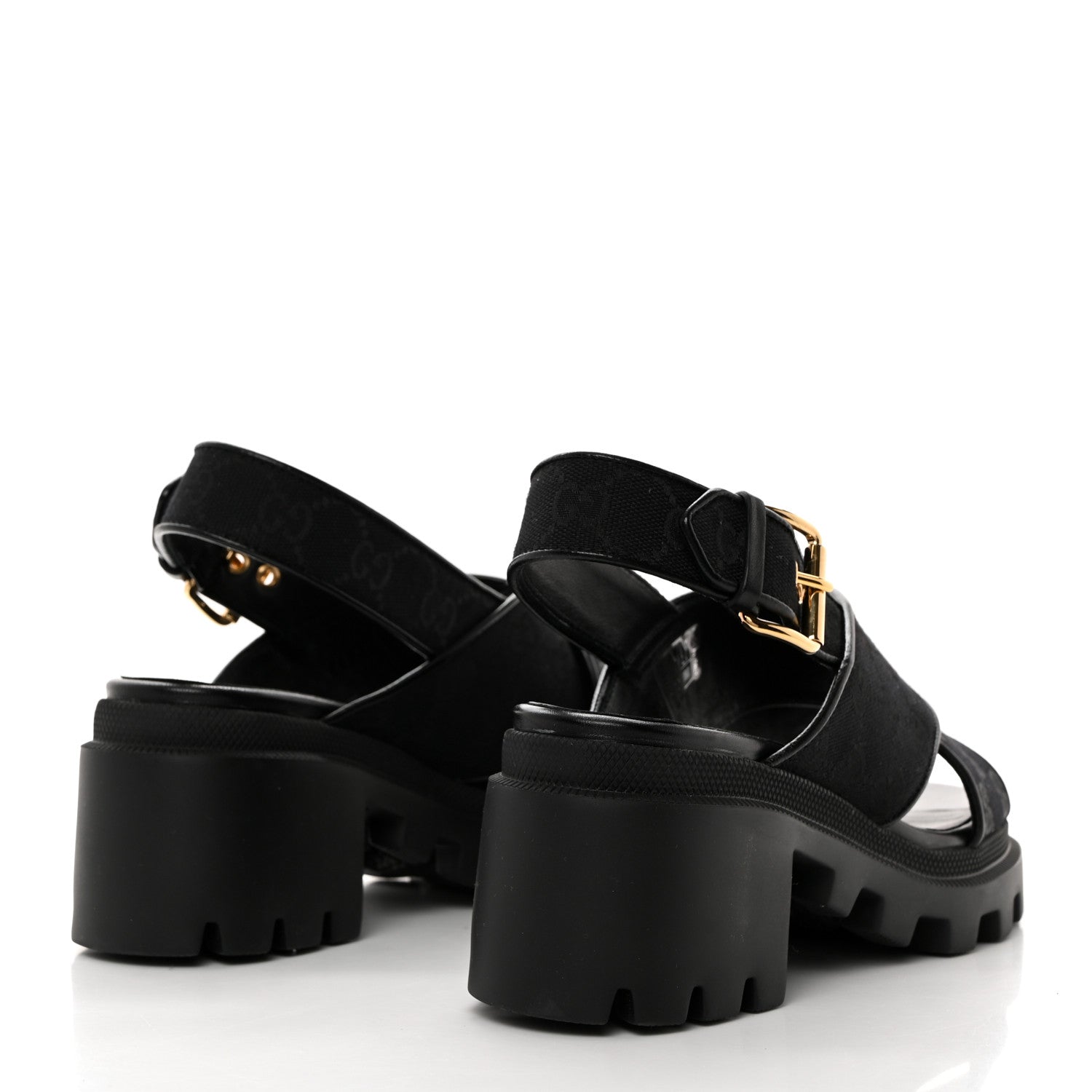 Gucci Monogram Granada Kid Trip 40/72mm Lug Sole Sandals 37.5 Black 4 of 9
