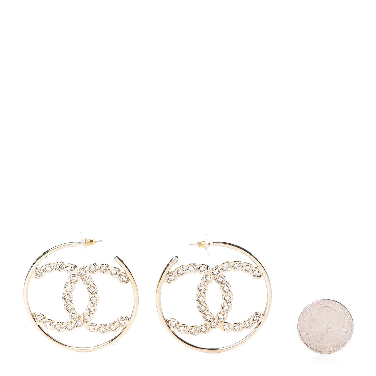 Crystal CC Hoop Earrings Gold