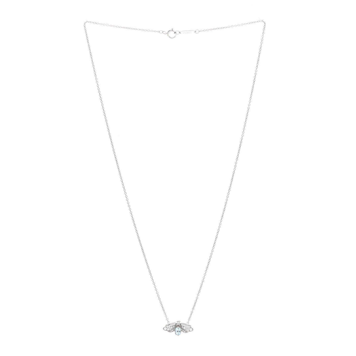 Tiffany Platinum Diamond Aquamarine Paper Flowers Firefly Pendant Necklace 3 of 5
