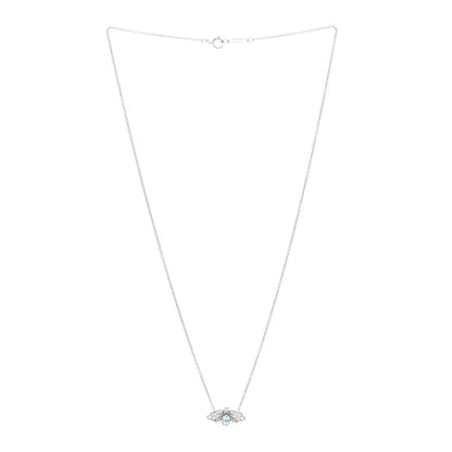 Tiffany Platinum Diamond Aquamarine Paper Flowers Firefly Pendant Necklace 3 of 5