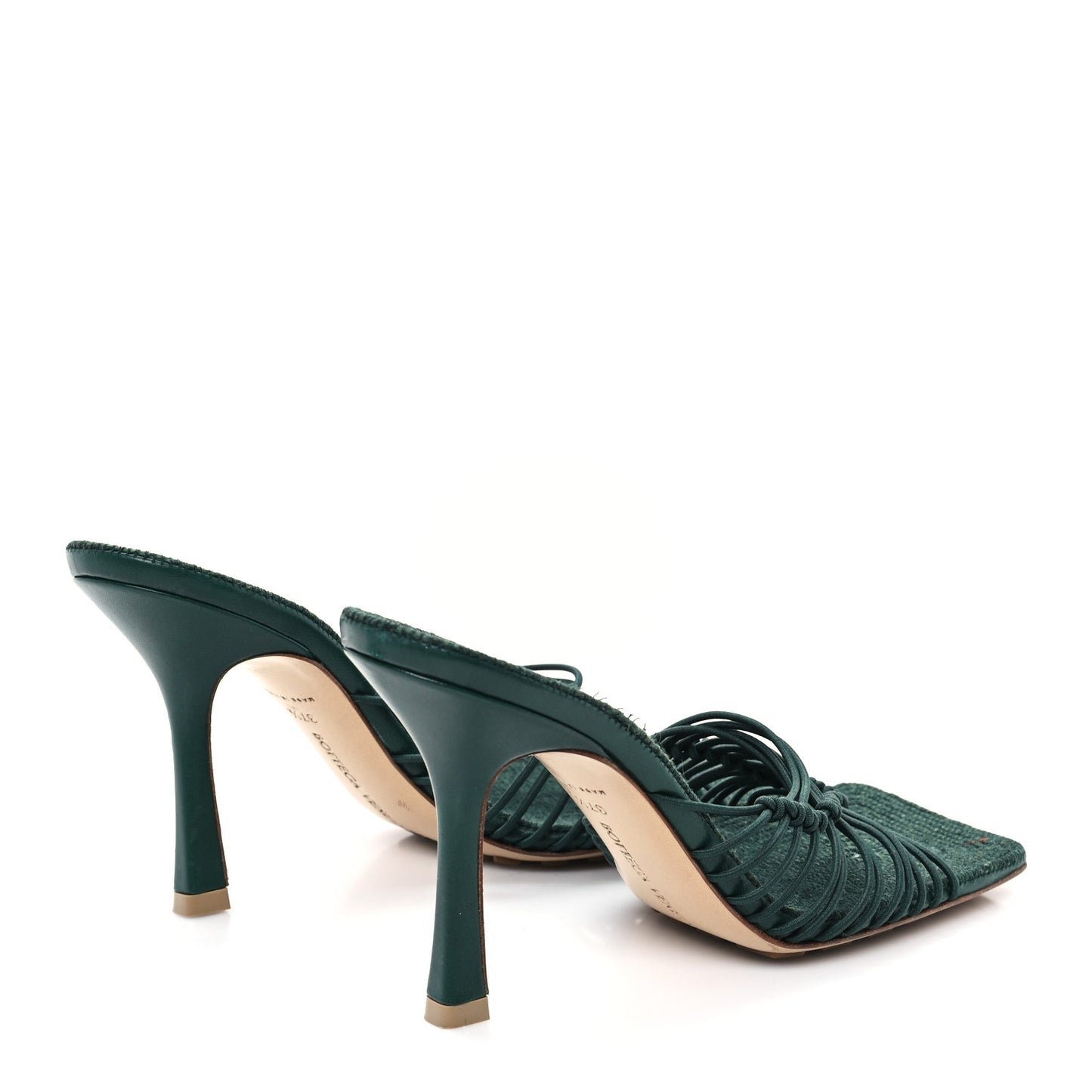 Raffia Elasticized Stretch Mule Sandals 37.5 Emerald Green