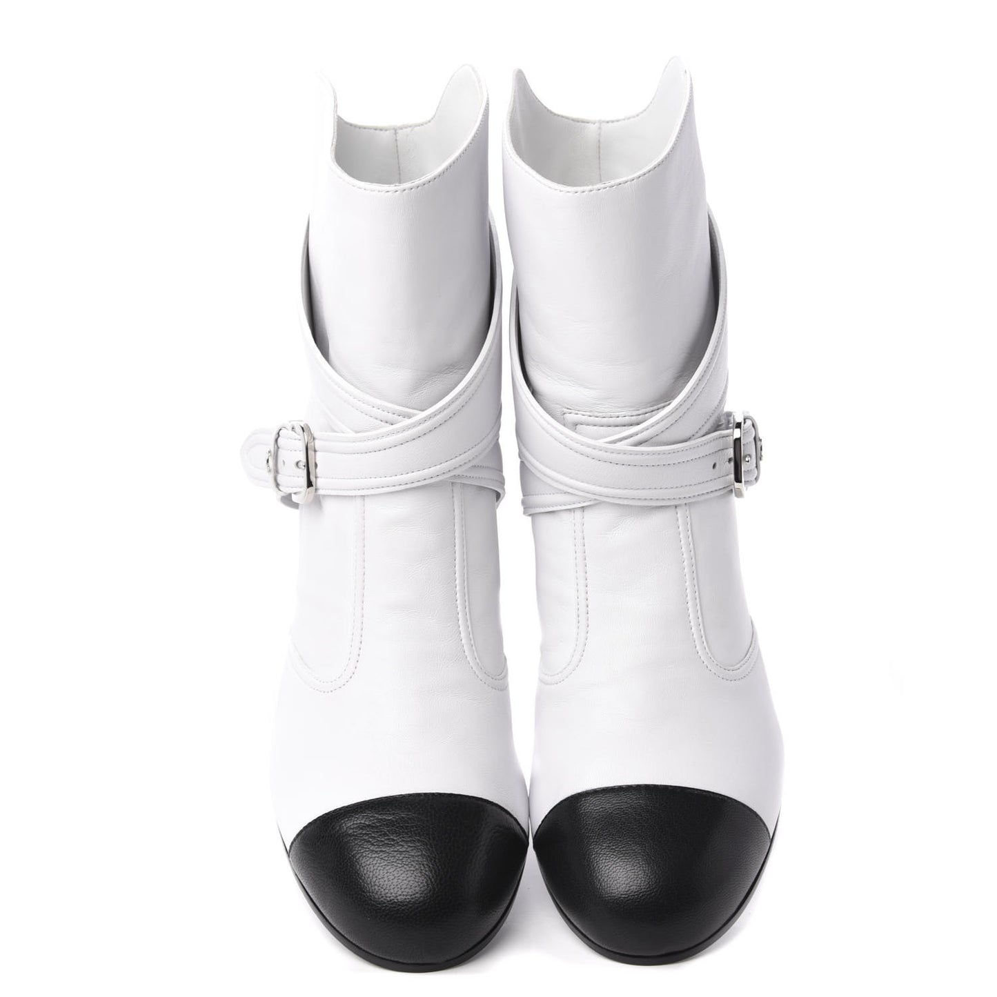 Lambskin Goatskin Cap Toe Boots 37 White Black