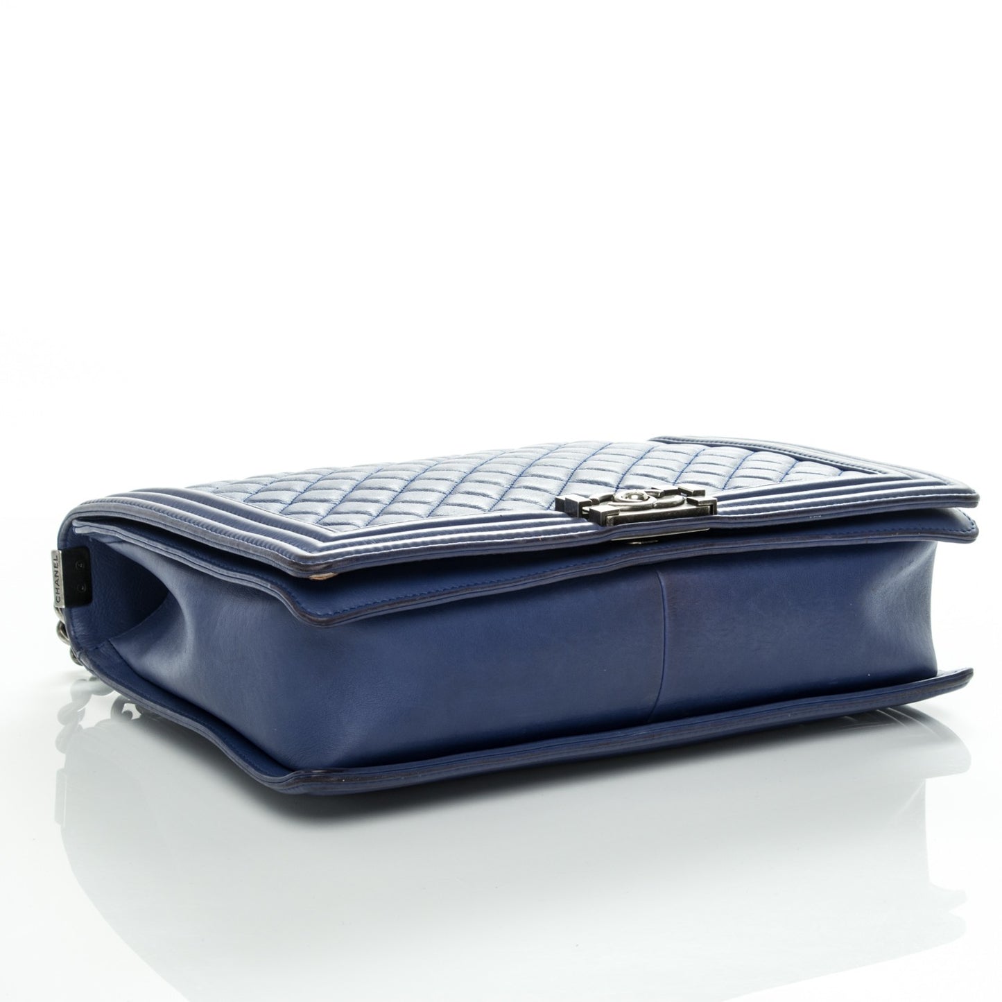 Calfskin Quilted Large Boy Flap Blue