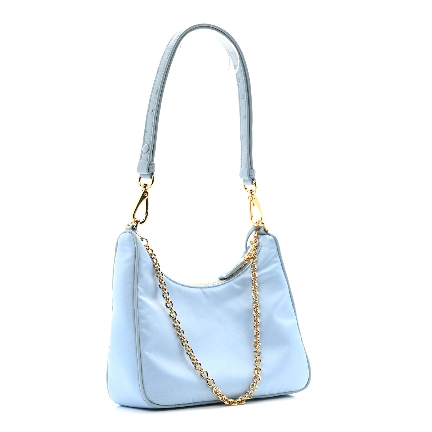Prada Re-Nylon Ostrich Mini Shoulder Bag Cielo 3 of 11