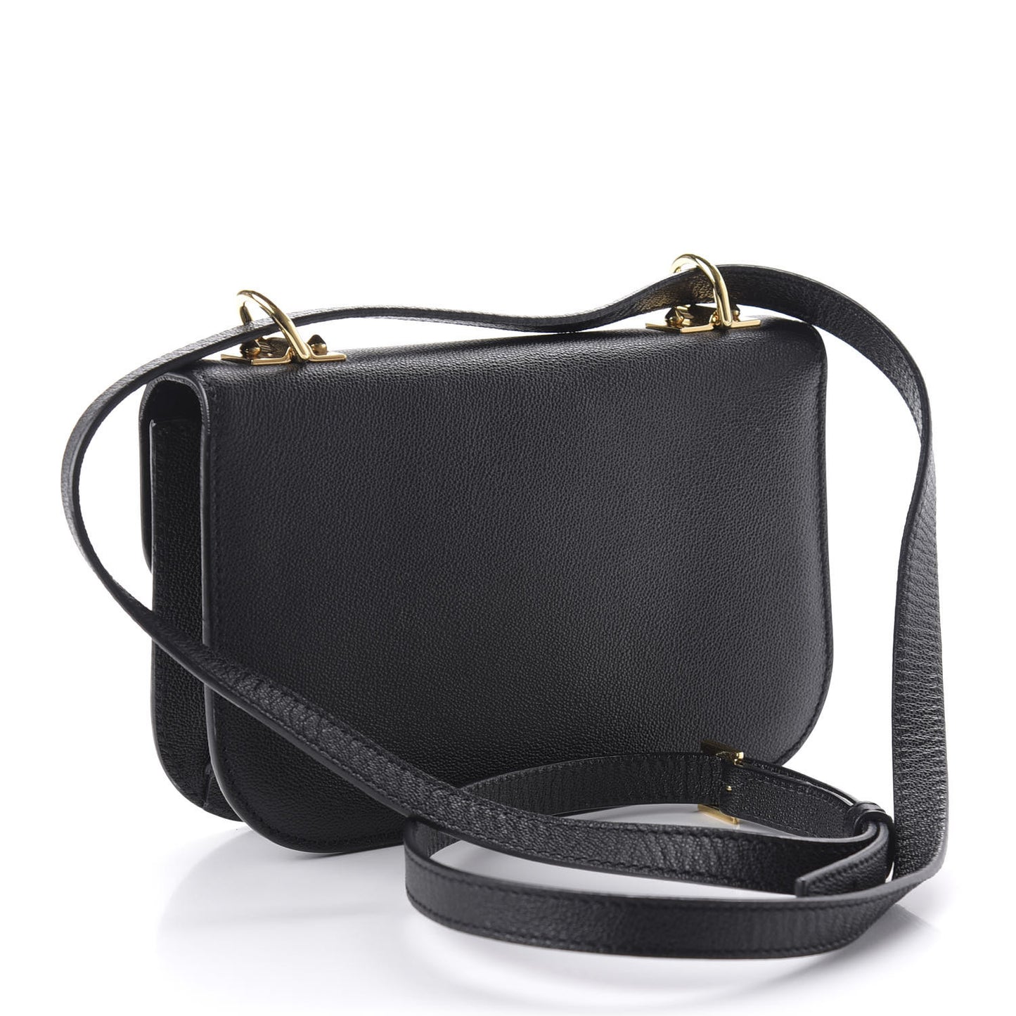 Grained Calfskin Small Insignia Flap Black