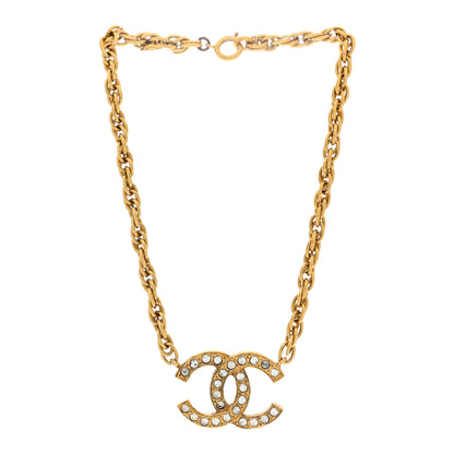 Chanel Crystal Chain Link CC Choker Necklace Gold 3 of 5