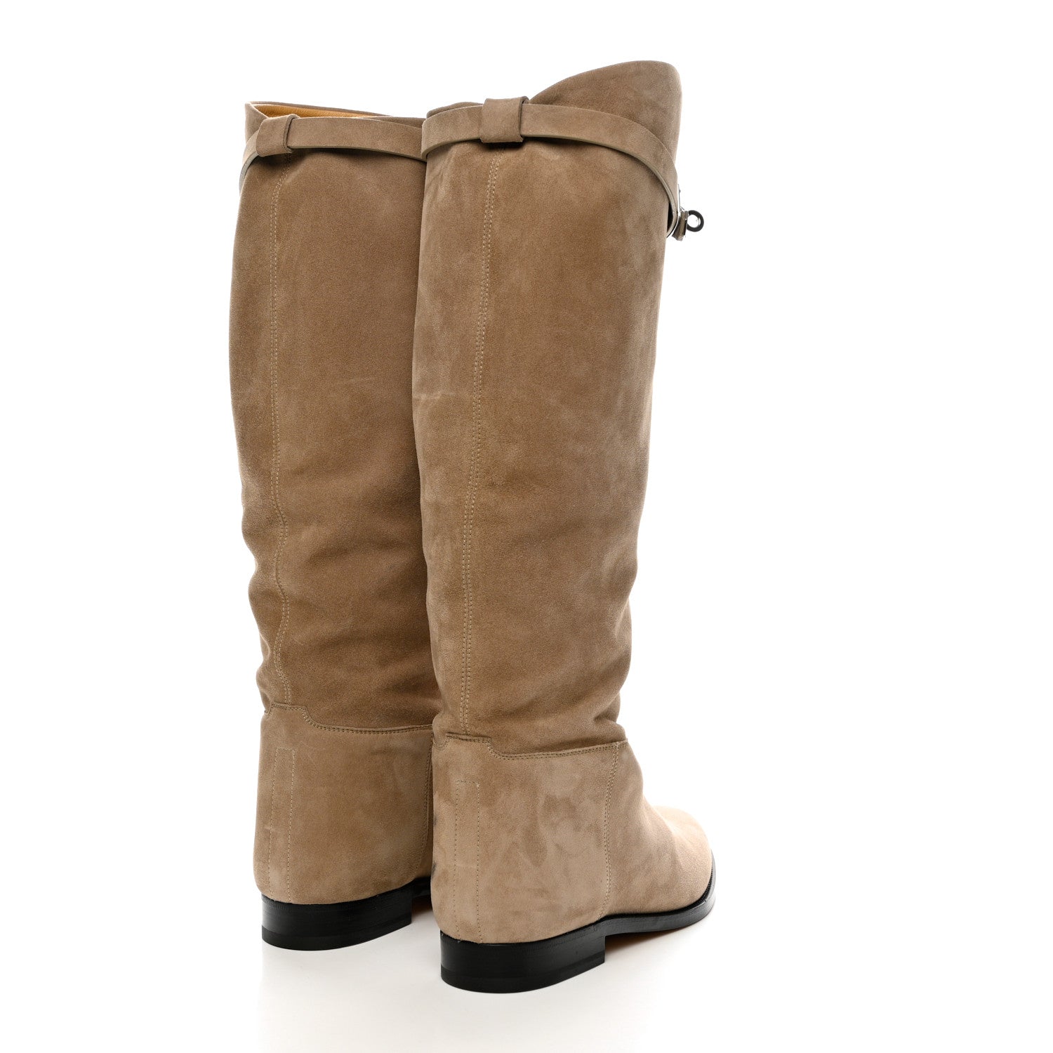 Hermes Velvet Goatskin Kelly Jumping Boots 38.5 Beige Sable 4 of 10