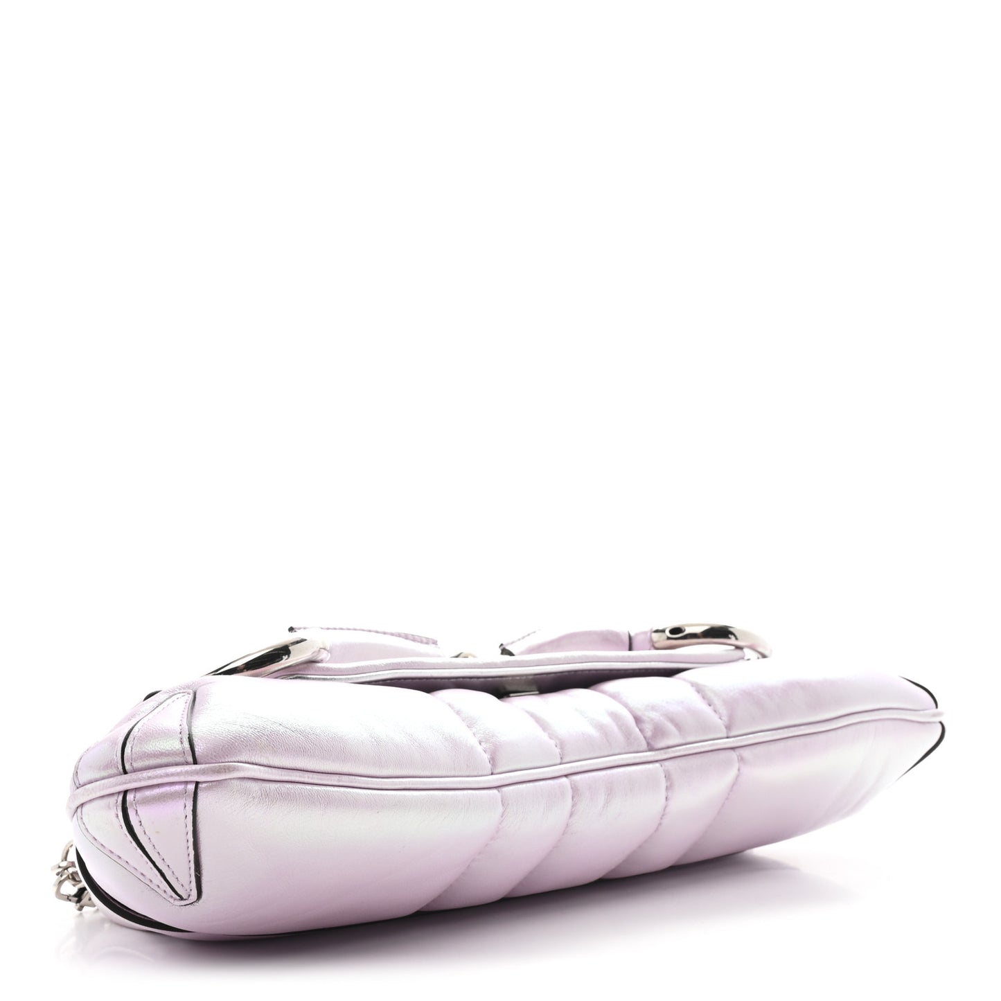 Iridescent Nappa Vertical Matelasse Medium Maxi Horsebit Chain Shoulder Bag Escape Pink