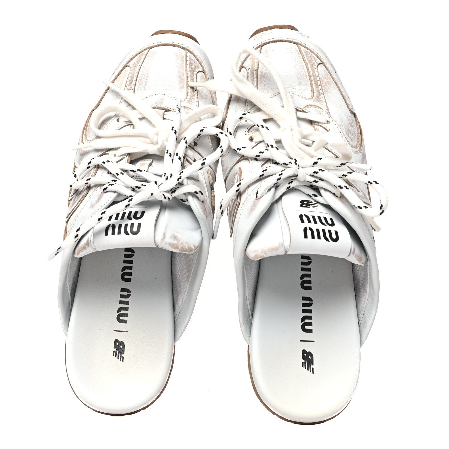 Miu Miu X NEW BALANCE Bleached Calfskin 530 SL Slip-On Sneakers Mules 40 White 2 of 9