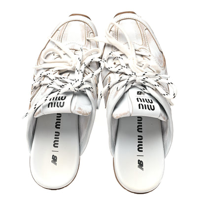 Miu Miu X NEW BALANCE Bleached Calfskin 530 SL Slip-On Sneakers Mules 40 White 2 of 9