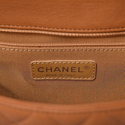 Chanel Washed Lambskin Chain Around Maxi Flap Bag Dark Beige 8 of 10