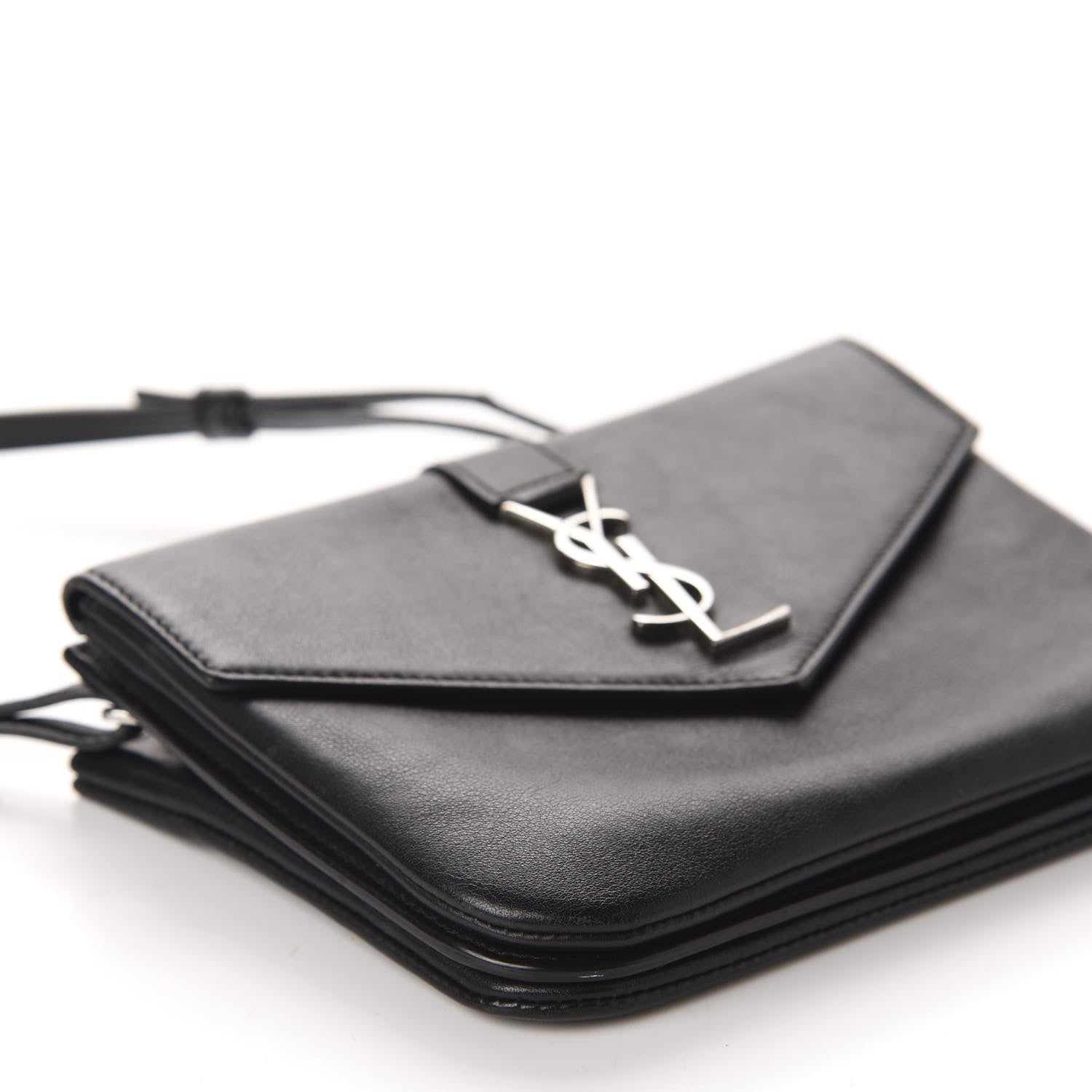 Saint Laurent Calfskin Monogram Tri Pocket Crossbody Bag Black 7 of 11