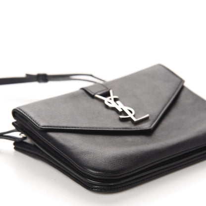 Saint Laurent Calfskin Monogram Tri Pocket Crossbody Bag Black 7 of 11