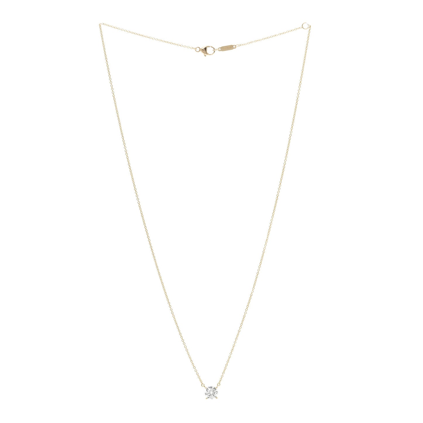 18K Yellow Gold Diamond .80ct Solitaire Pendant Necklace