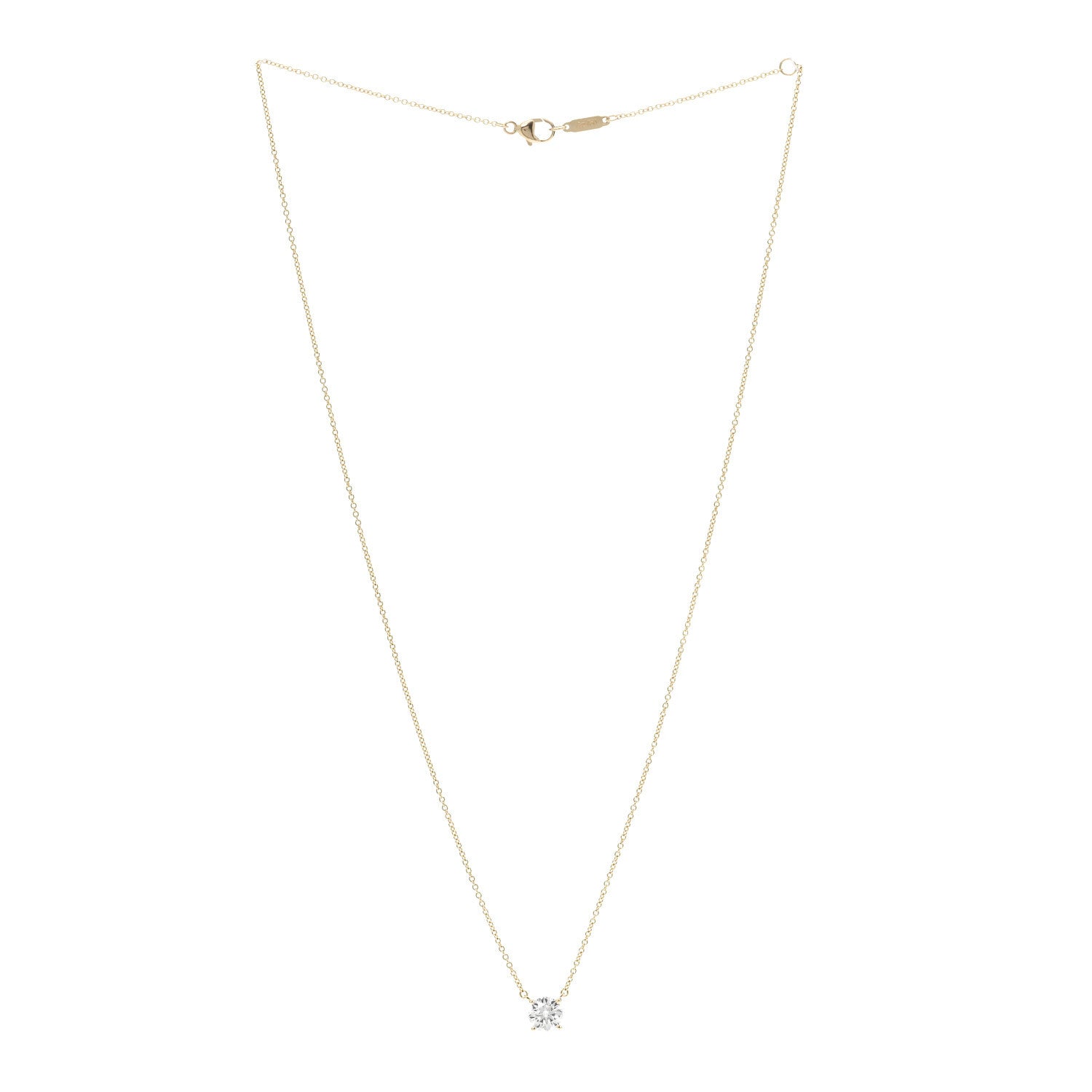 Tiffany 18K Yellow Gold Diamond .80ct Solitaire Pendant Necklace 3 of 6