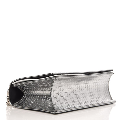 Christian Dior Metallic Patent Micro-Cannage Medium Diorama Flap Bag Silver 4 of 8