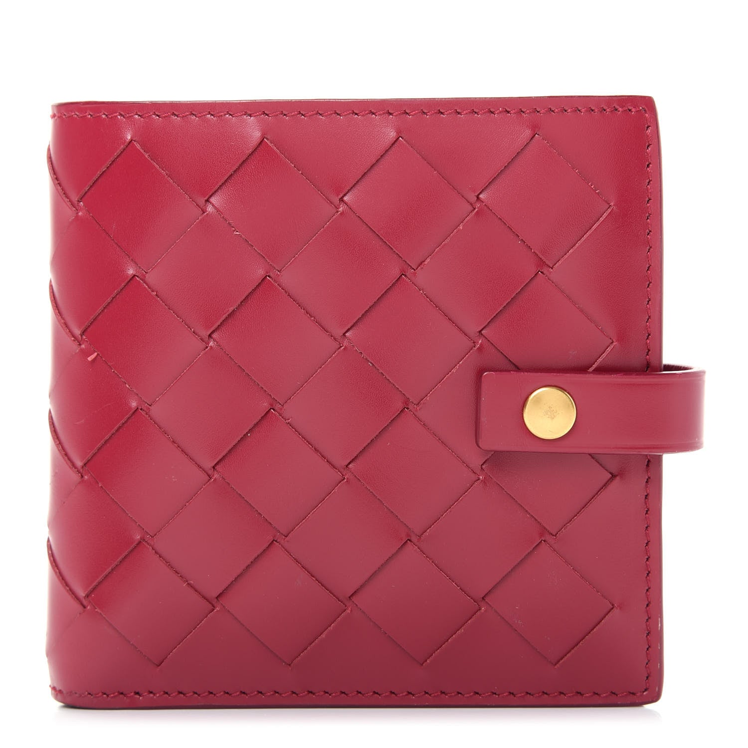 Bottega Veneta Glossy Woven Calfskin Wallet Amaranto 1 of 7