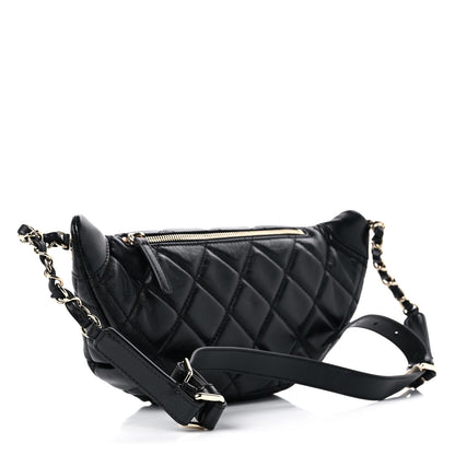 Chanel Lambskin Quilted Waist Bag Fanny Pack Black 3 of 10