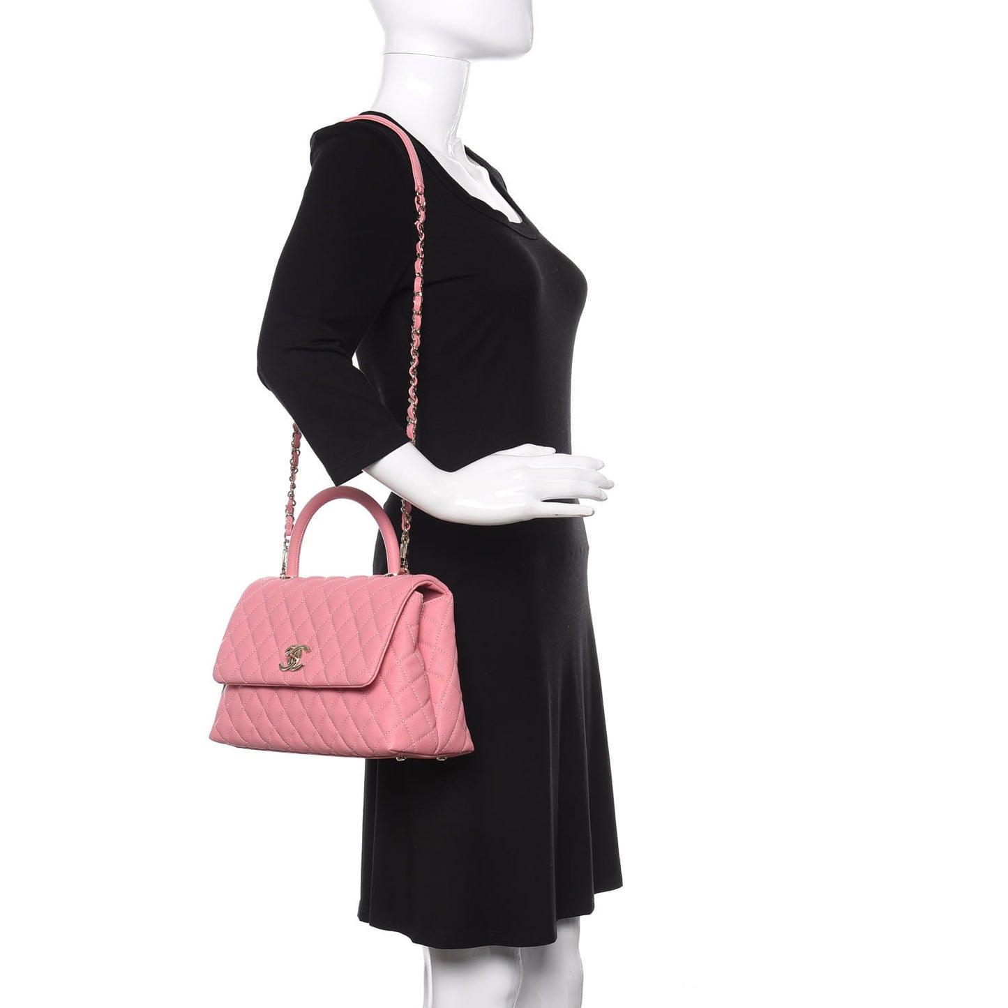 Caviar Quilted Small Coco Handle Flap Rose