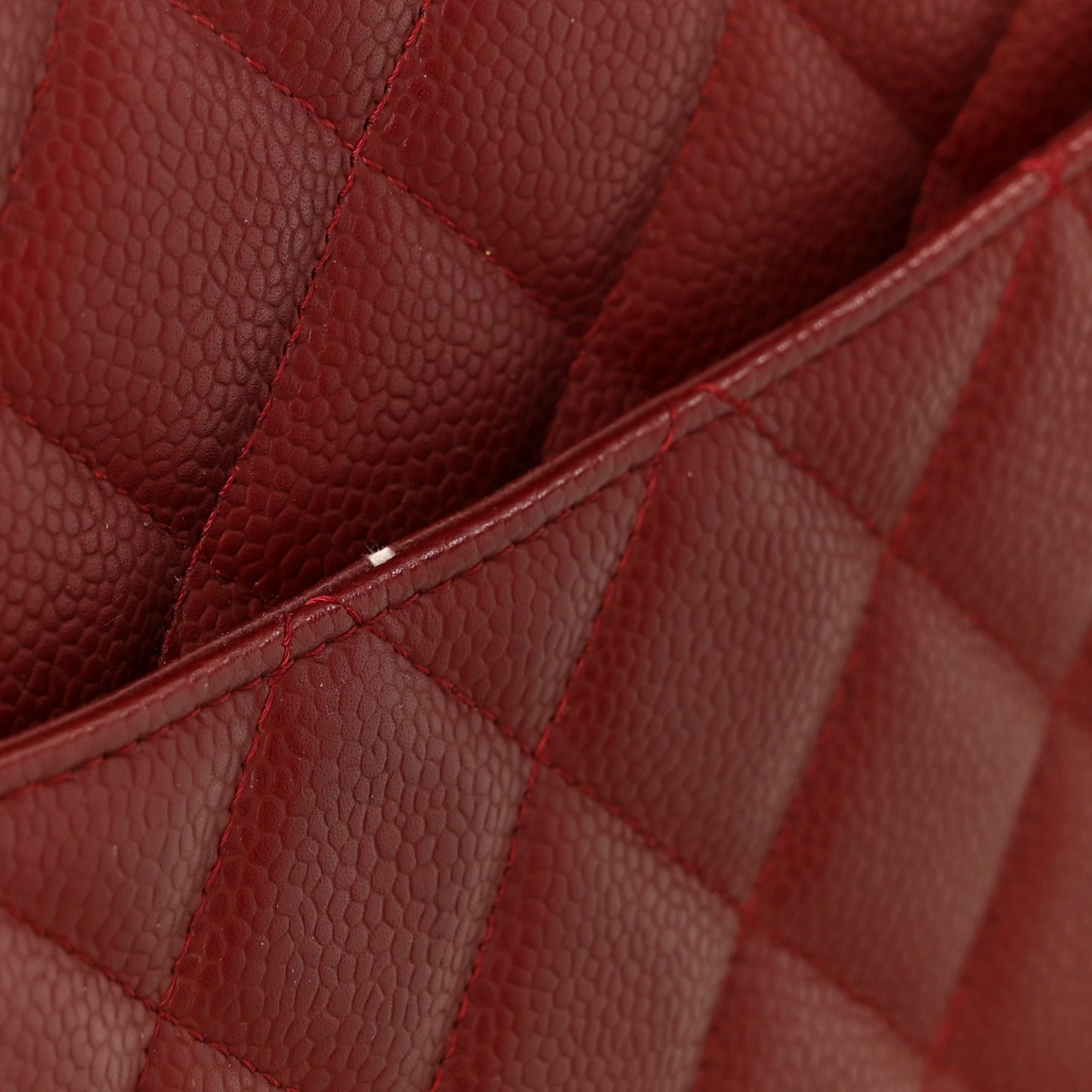 Caviar Quilted Maxi Single Flap Dark Red