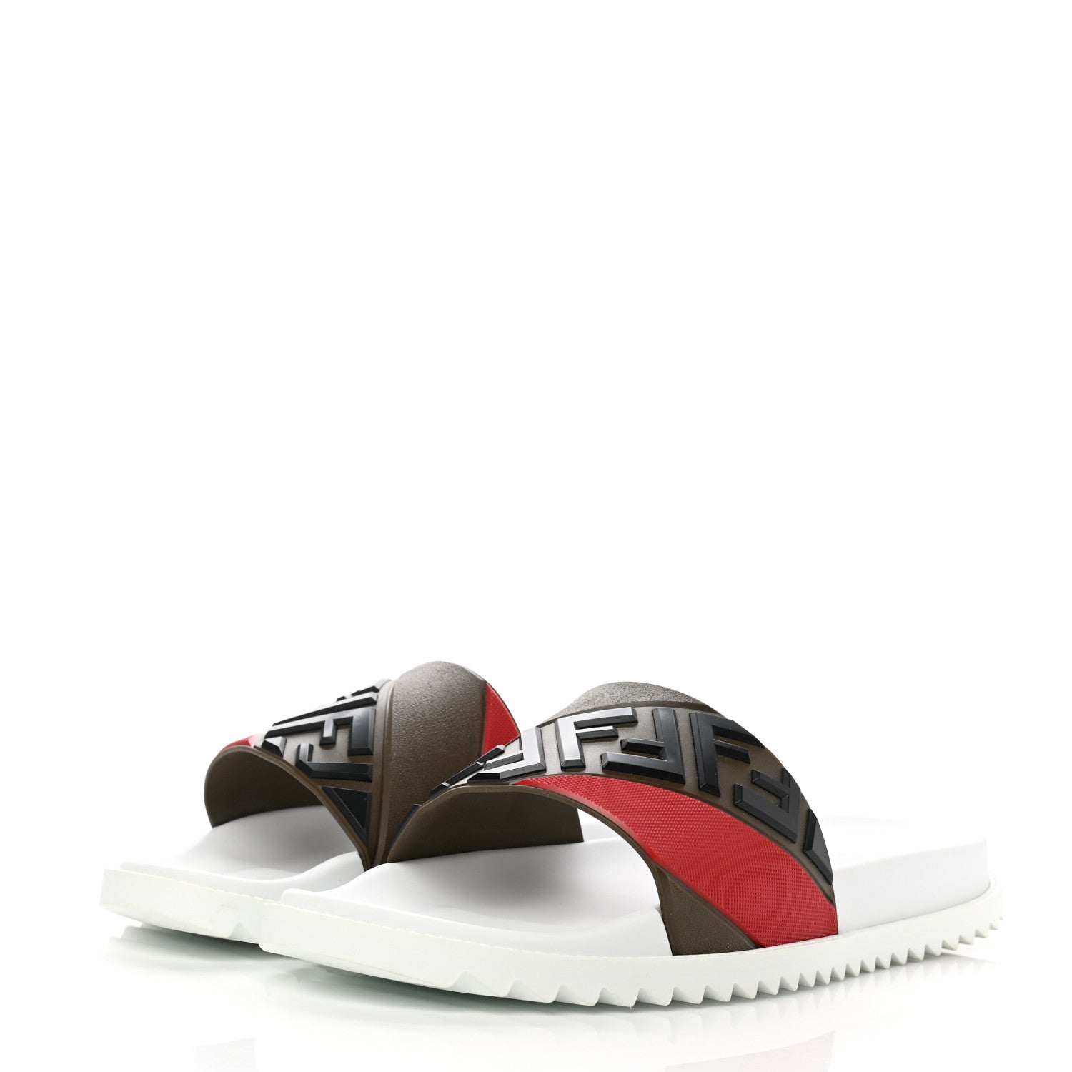 Fendi Rubber FF Fussbetts Mens Slide Sandals 11 Tobacco Multicolor 3 of 10