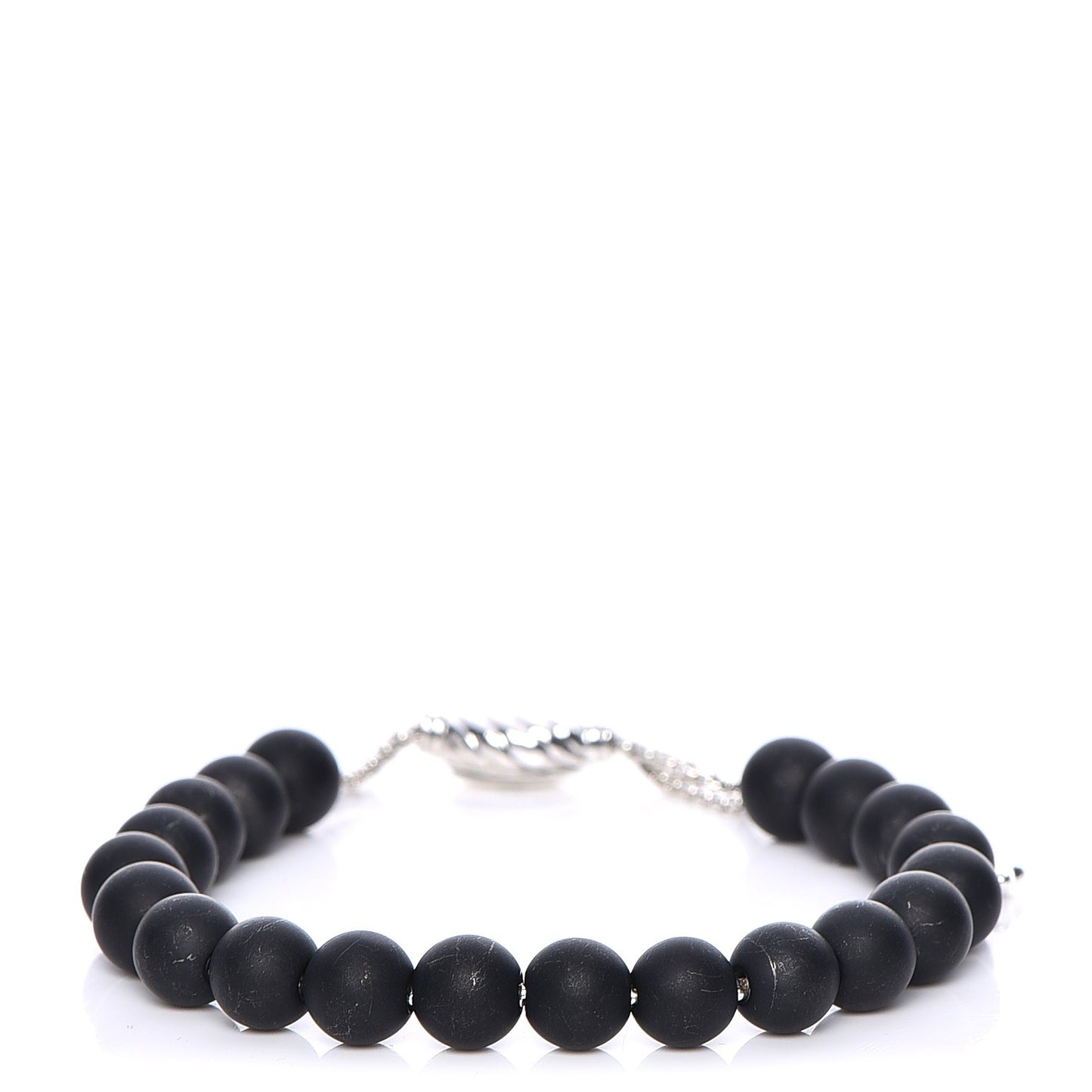 Sterling Silver Black Onyx 8mm Spiritual Beads Adjustable Bracelet