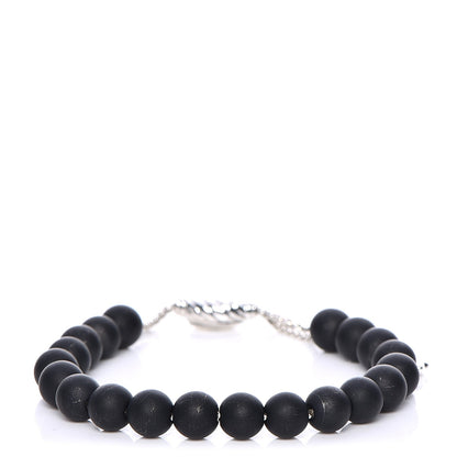 David Yurman Sterling Silver Black Onyx 8mm Spiritual Beads Adjustable Bracelet 1 of 4