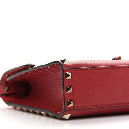 Valentino Garavani Pebbled Calfskin Medium Rockstud Flip Lock Crossbody Bag Red 8 of 9