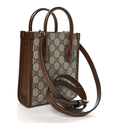 Gucci GG Supreme Monogram Azalea Calfskin Mini Retro Interlocking G Tote Bag Beige Ebony Brown Sugar 3 of 11