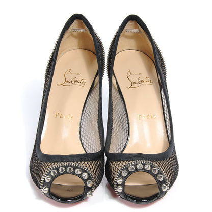 Christian Louboutin Patent Shawnita 85 Peep Toe Heels 37.5 Black 2 of 6
