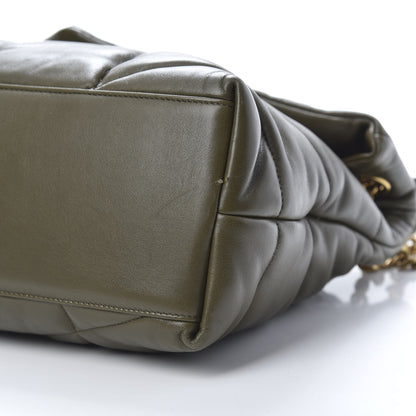 Saint Laurent Lambskin Quilted Medium Loulou Puffer Monogram Chain Satchel Seaweed 10 of 11