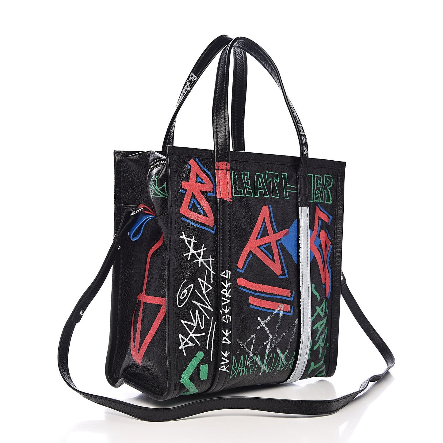 Agneau Arena Graffiti All Over S Bazar Shopper Tote Black Vert Rouge