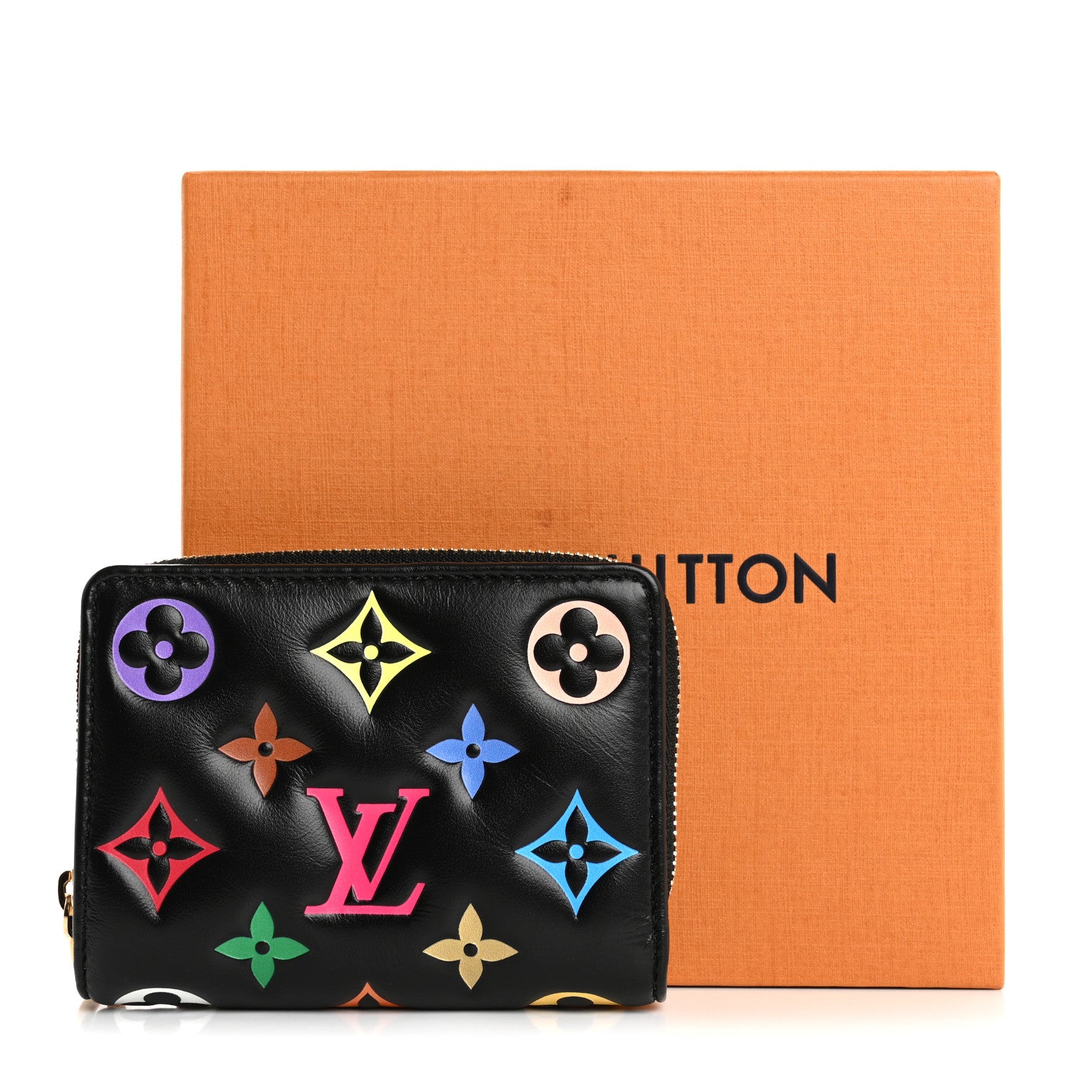 Louis Vuitton LV X TM Lambskin Embossed Monogram Multicolor Lou Coussin Wallet Black 7 of 7
