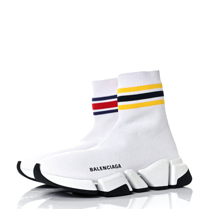 Balenciaga Technical 3D Recycled Knit Striped Womens Speed 2.0 Sneakers 36 White Multicolor 3 of 8