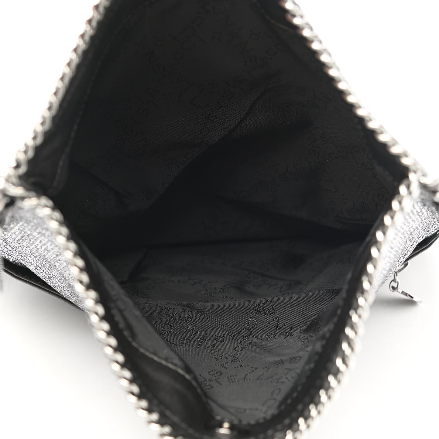 Metallic Glitter Fold Over Falabella Clutch Silver