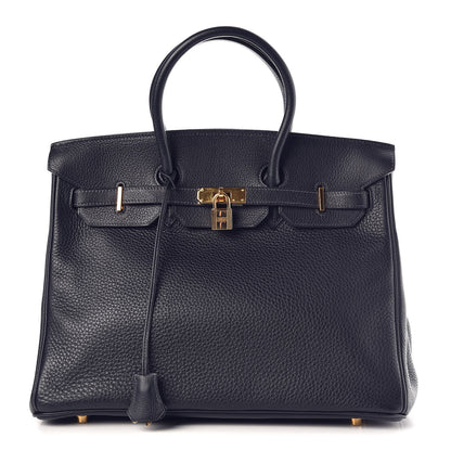 Hermes Taurillon Clemence Birkin 35 Bleu Indigo 1 of 36