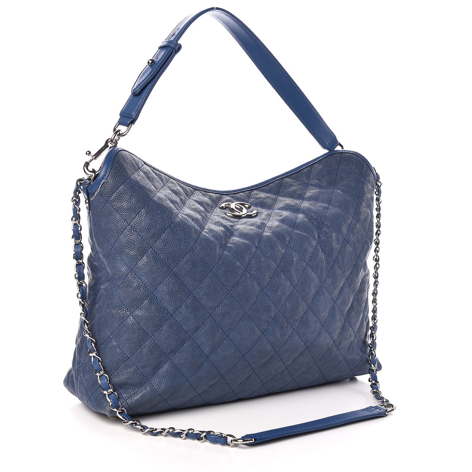 Chanel Caviar Quilted French Riviera Hobo Blue 3 of 10