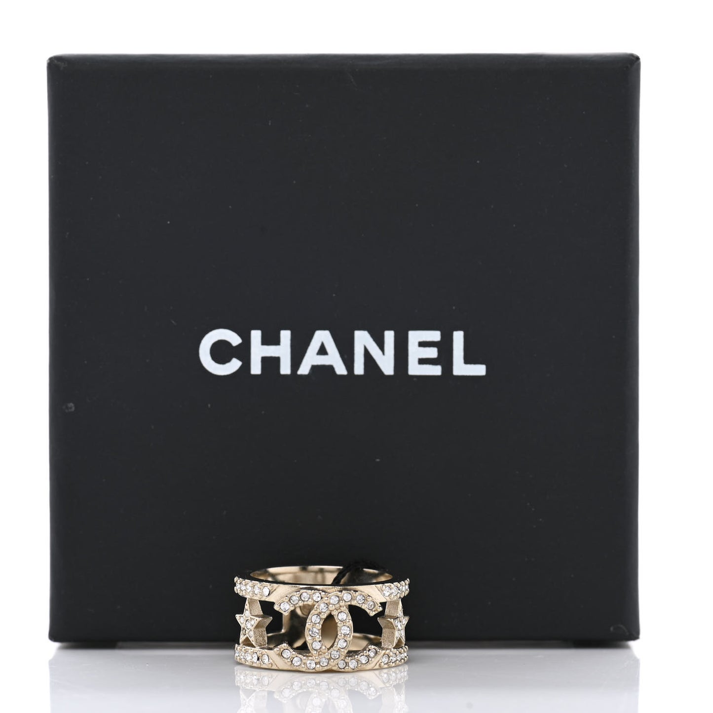 Metal Crystal CC Star Ring 52 6 Light Gold