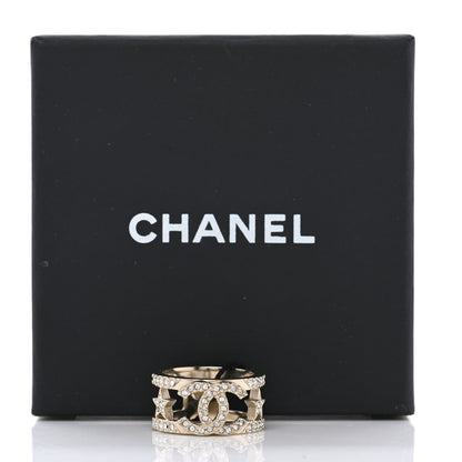 Chanel Metal Crystal CC Star Ring 52 6 Light Gold 5 of 5